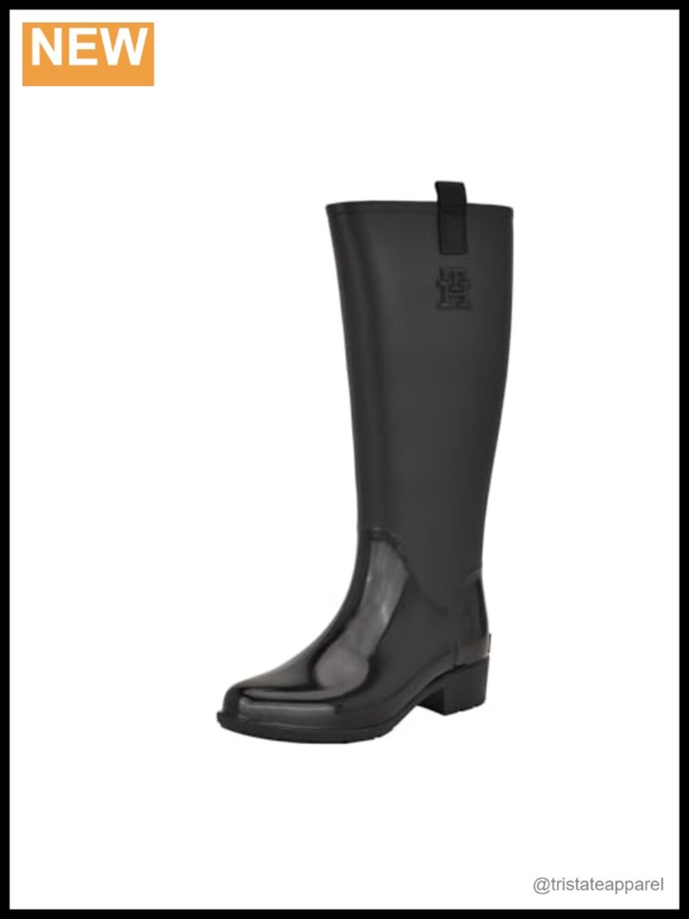 Knee-High Rain Boots Pull-On Round Toe Flat Heel PU
